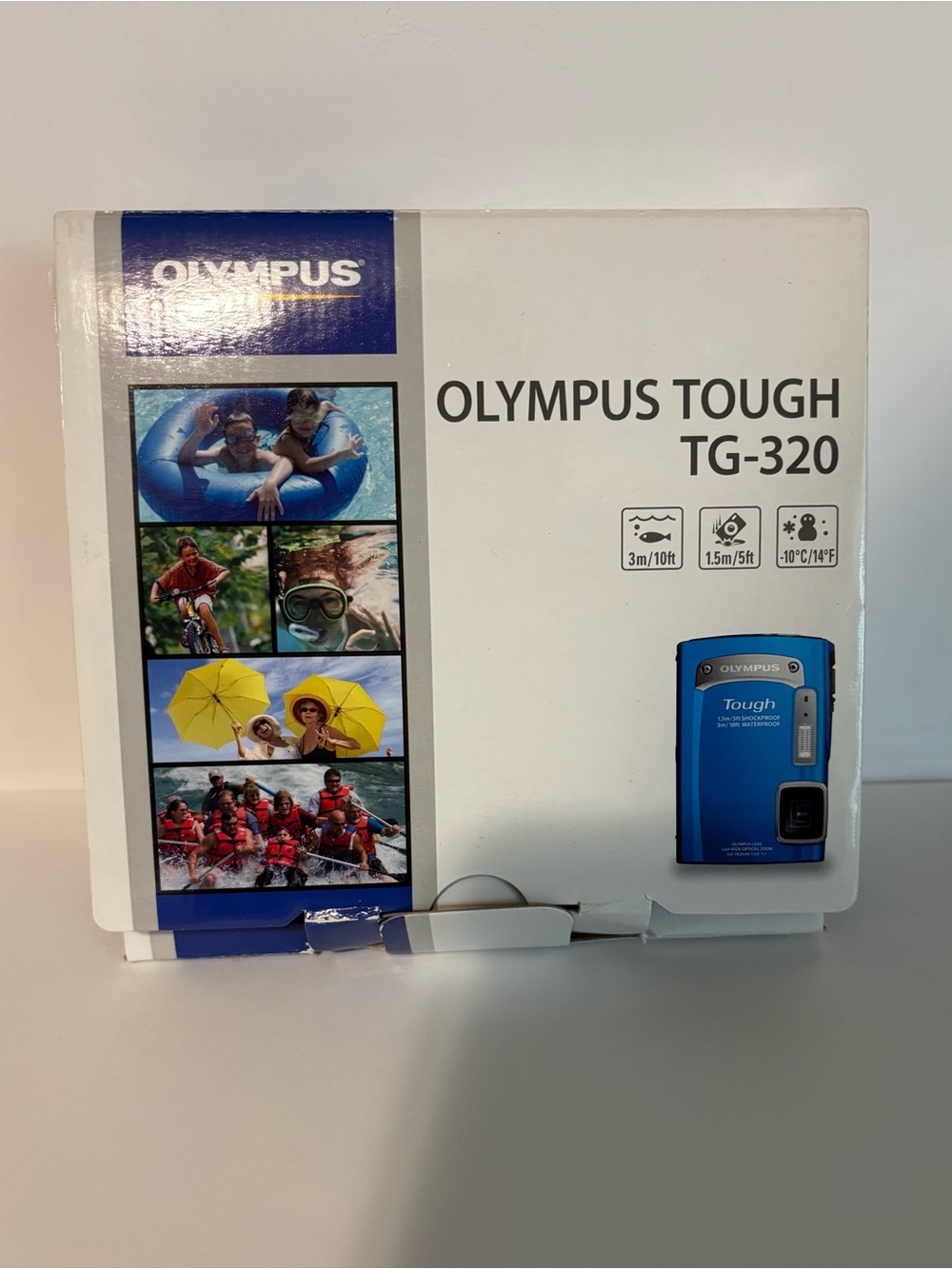 Olympus Tough TG-320 Waterproof Compact Camera - Blue and White Box